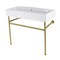 Kingston Brass 39 Porcelain Console Sink with Stainless Steel Legs 8 Centers, WhiteBrushed Brass VPB3917W7ST - alternate 1